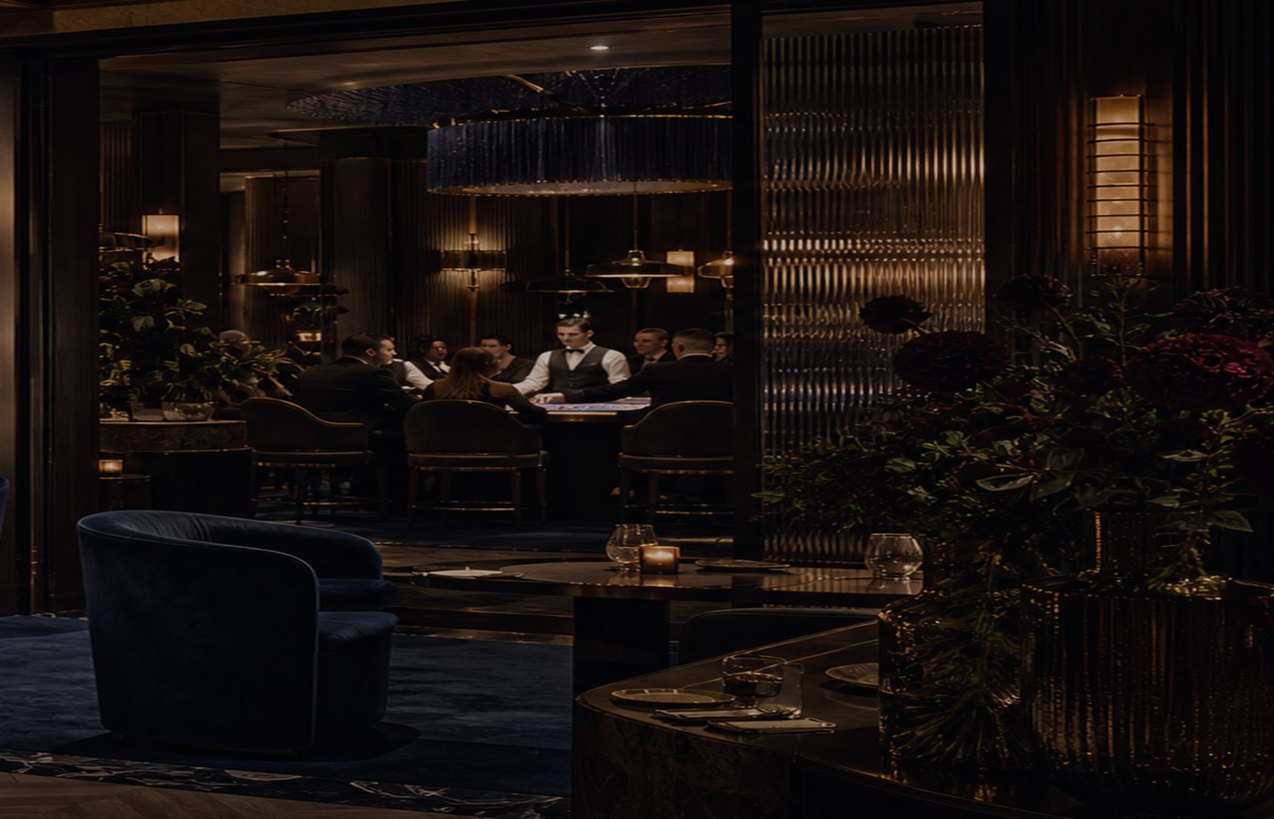 Privé casino salon met loungezitplaatsen